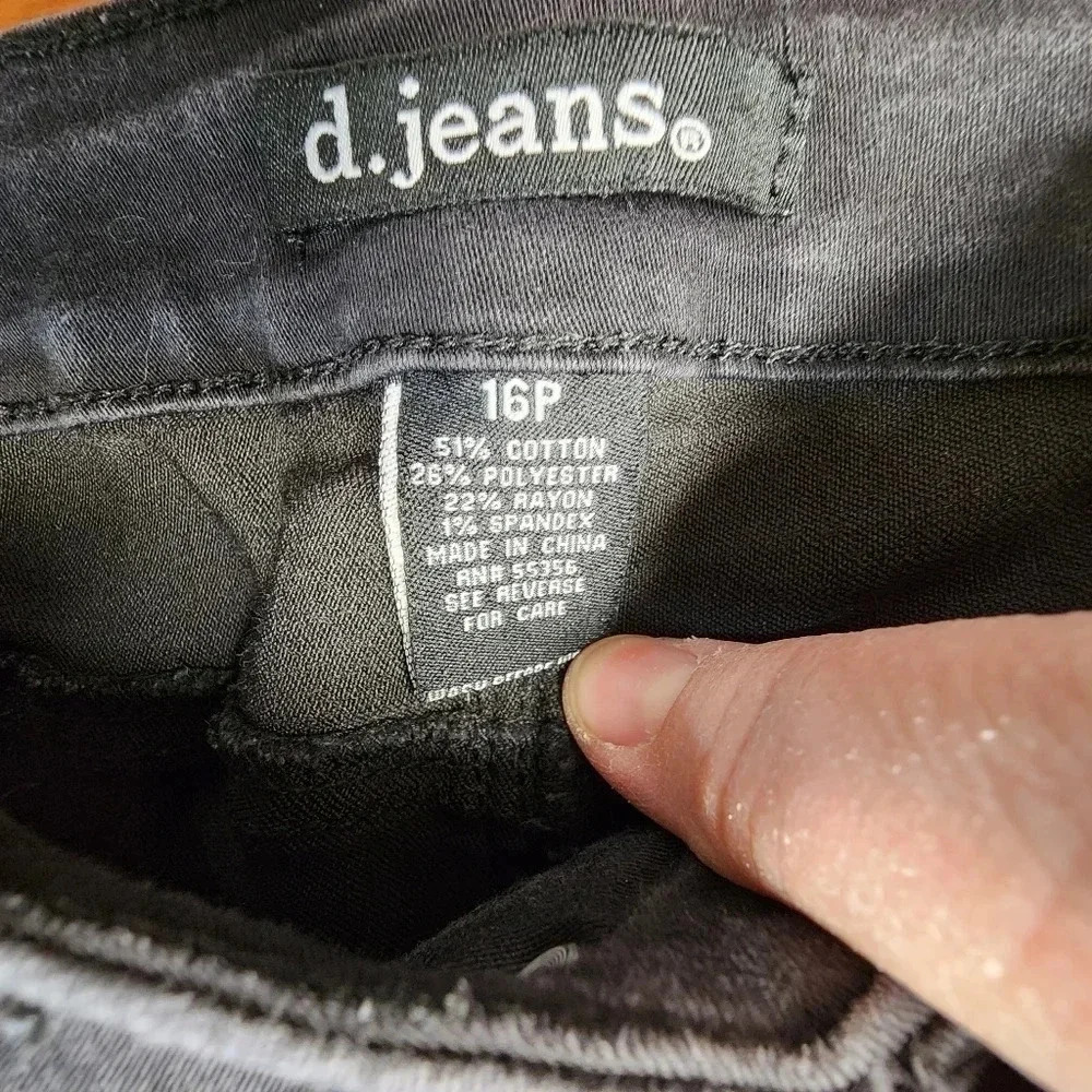D. Jeans Black Jeans Size 16 Petite - Picture 3 of 6